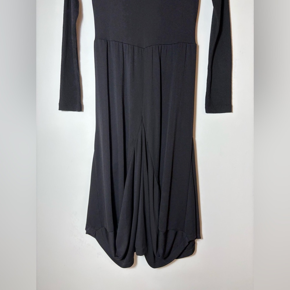 INIZIO Black Lagenlook Italy Asymmetrical Long Sleeve Dress Size Small - Picture 8 of 10